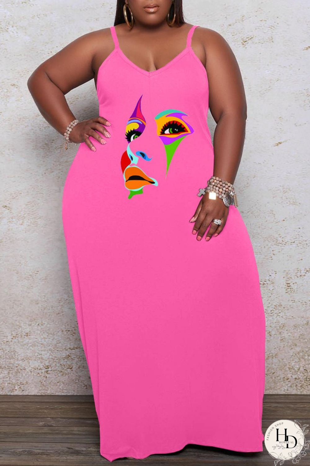 Yellow Sexy Casual Print Backless Spaghetti Strap Long Dress Plus Size Dresses