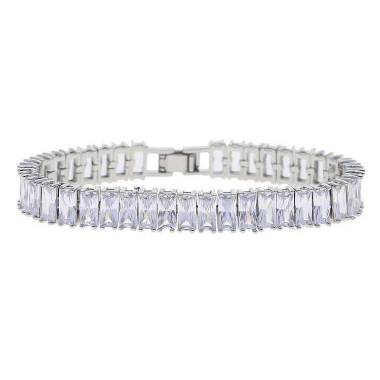 10MM Baguette CZ Tennis Bracelet Iced Out Hip Hop Rock Jewelry-VESSFUL