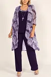 Plus Size Mother Of The Bride Mesh Print Formal Three Pieces Set Pant Suits