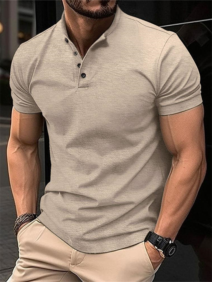 Summer T-shirt Men's Short-sleeved Lapel Sports Casual Solid Color POLO Shirt