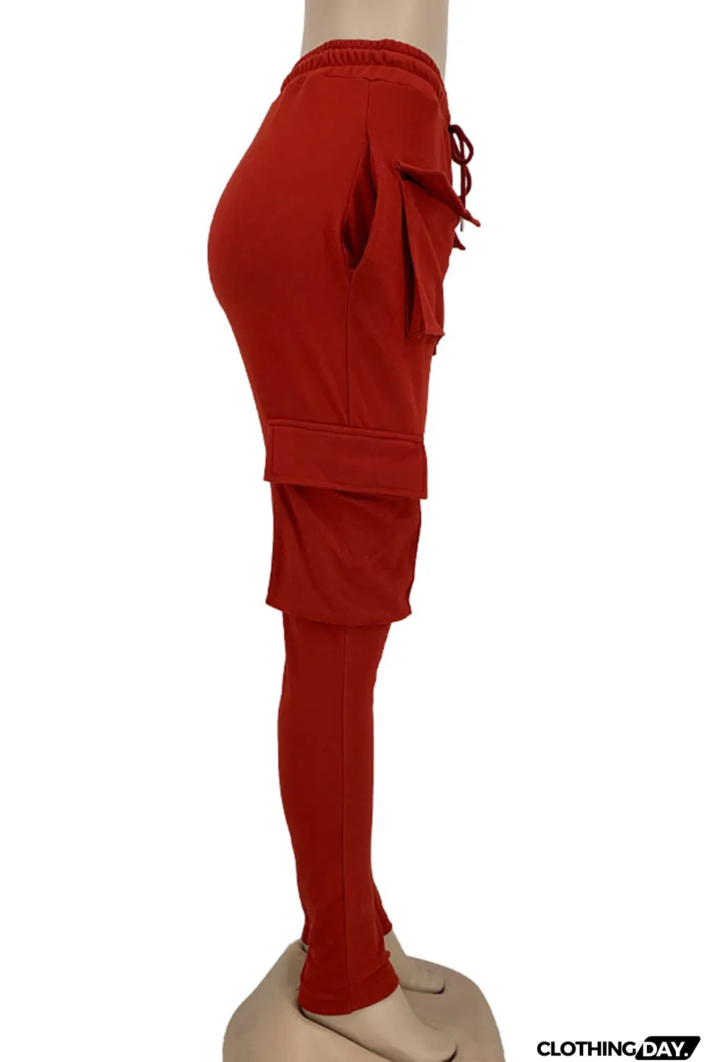 Yellow Street Solid Split Joint Pocket Straight High Waist Straight Patchwork Bottoms