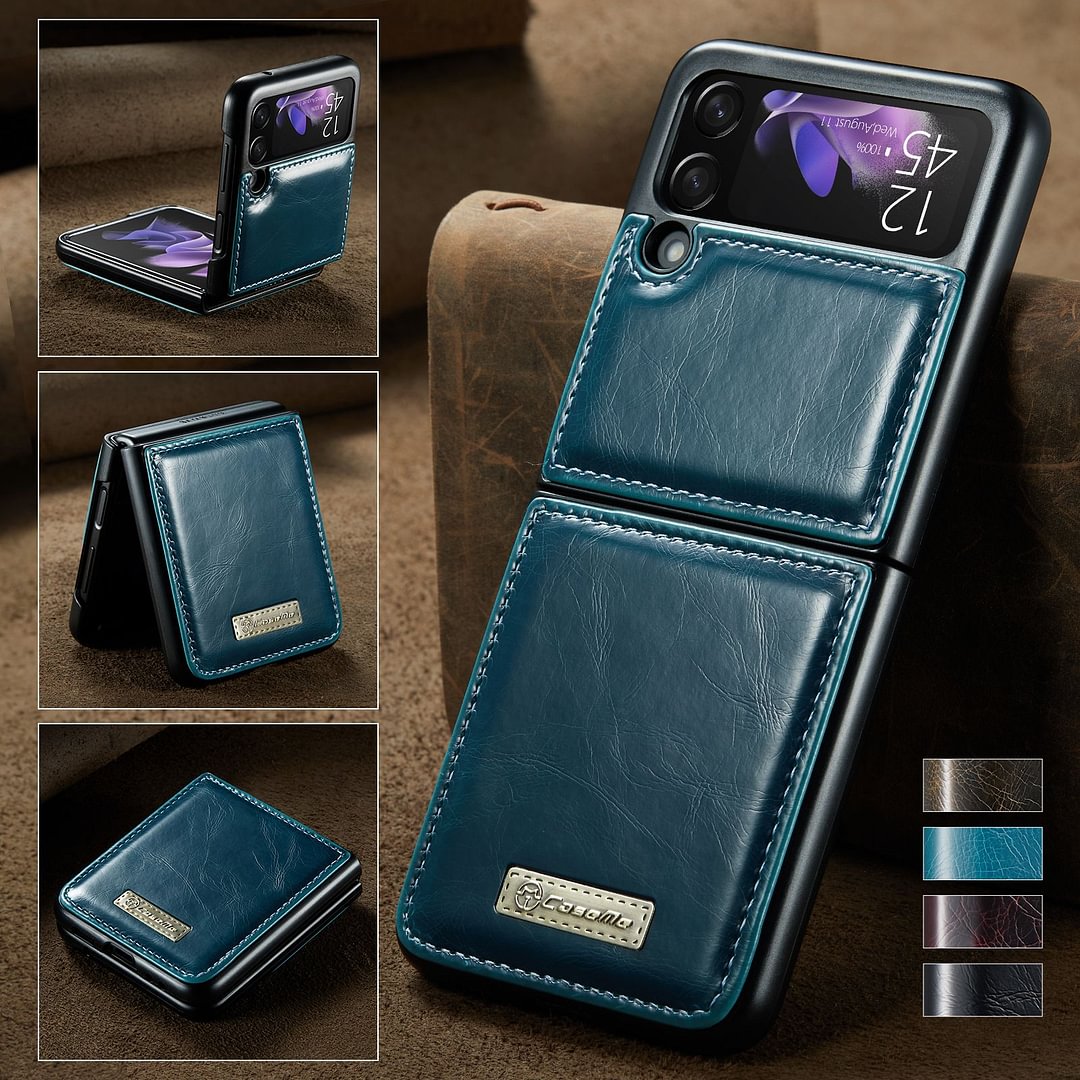 Luxury Genuine Leather Flip Case For Samsung Z Flip3 5G