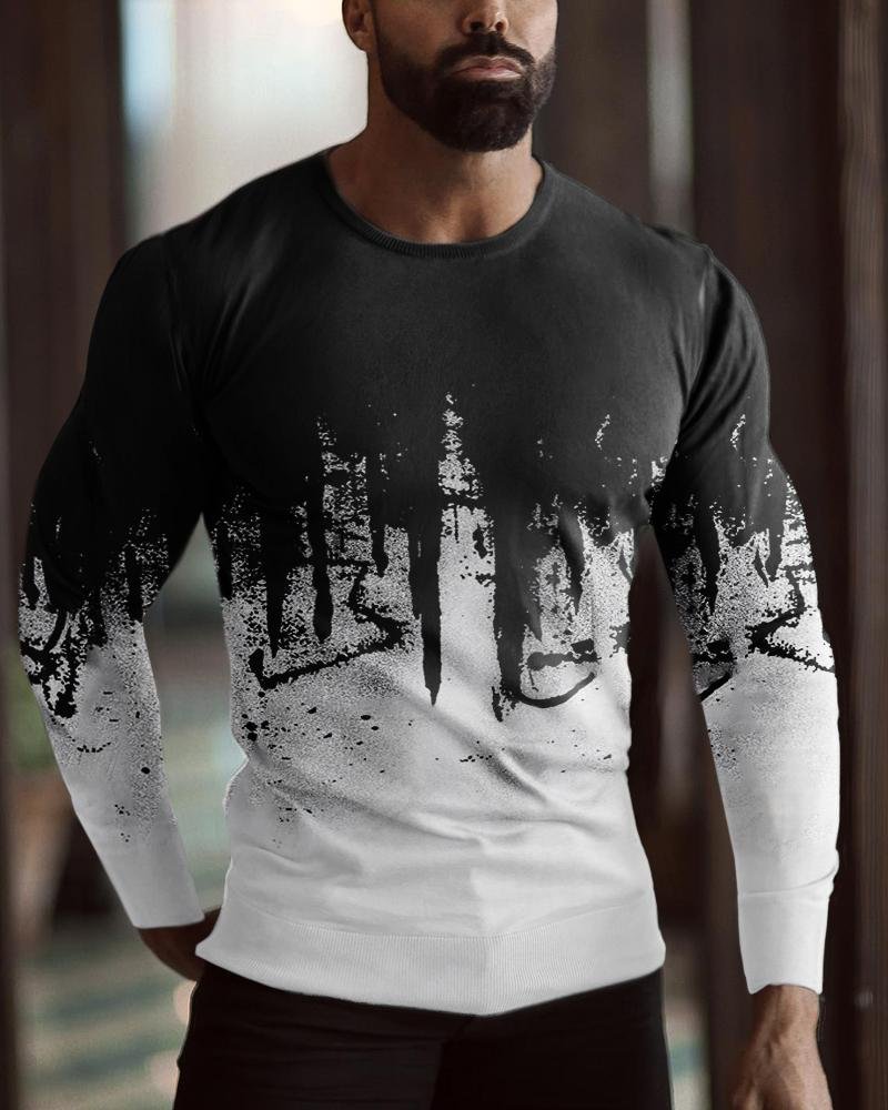 Men's Casual Gradient Printing Long Sleeves