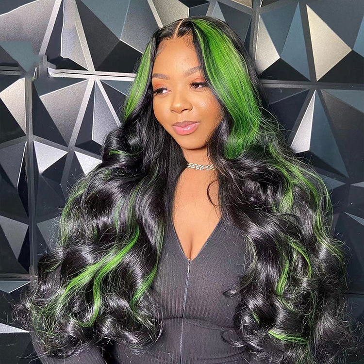 Green Highlight Super Loose Wave Lace Front Wig