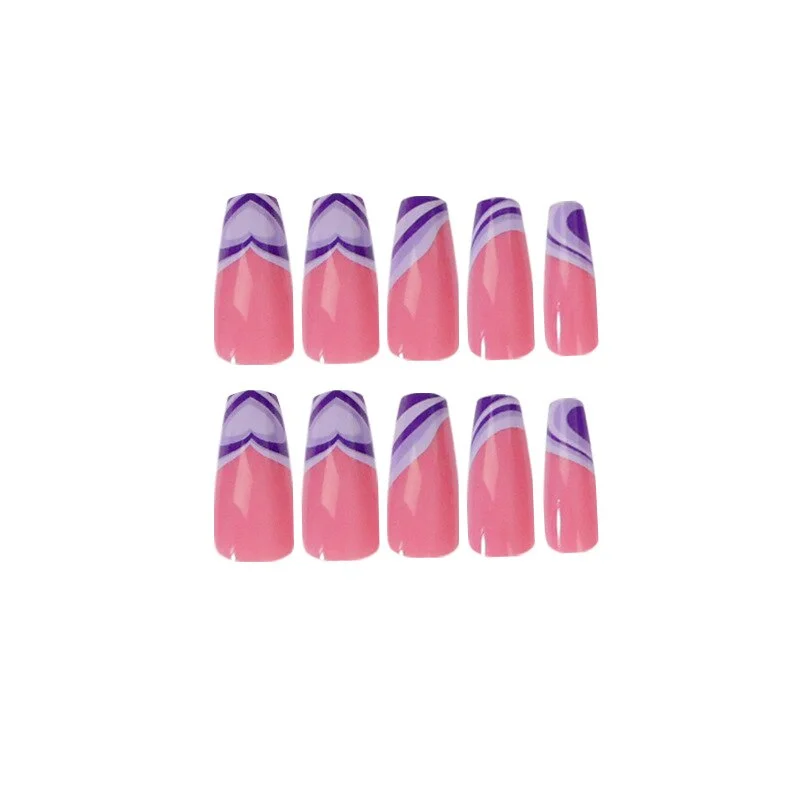 Churchf Blossoms Wearable Nail Art Long Ballet Green False Nails Fashion Detachable Finished Fake Nails Press on Nails with Glue-Nail Inspo
