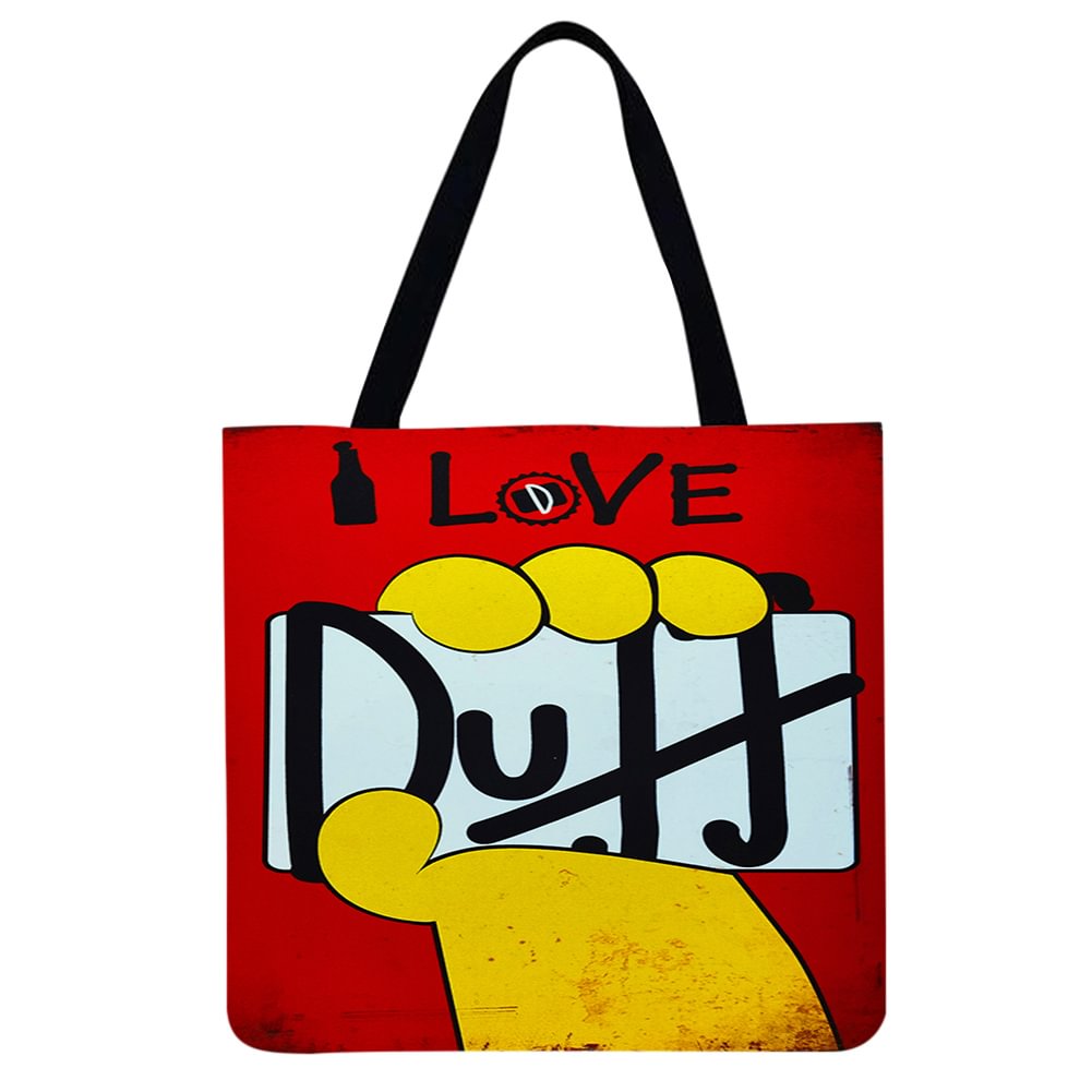 Linen Tote Bag -  Red and Yellow Lette