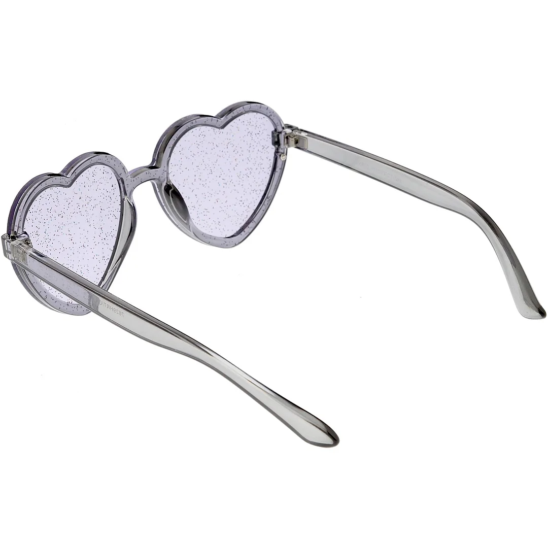 Women's Translucent Rimless Heart glasses Glitter Lens 52mm
