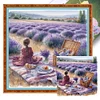 Girl Printed Cross Stitch Kit 40x40cm DIY 11CT Embroidery Craft Set Home Decor