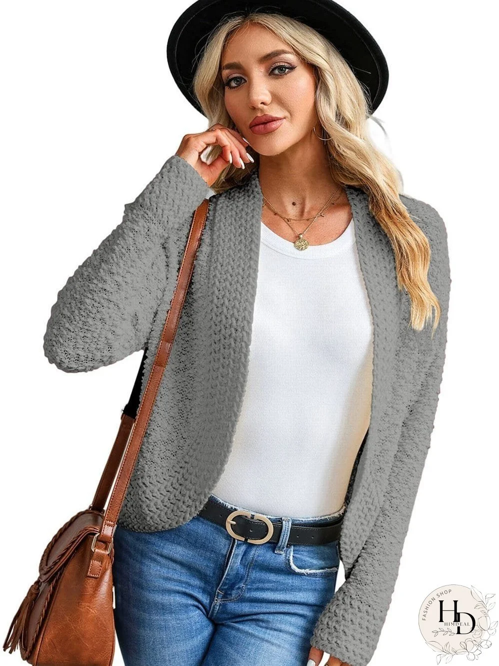 Textured Knit Long Sleeve Cardigan