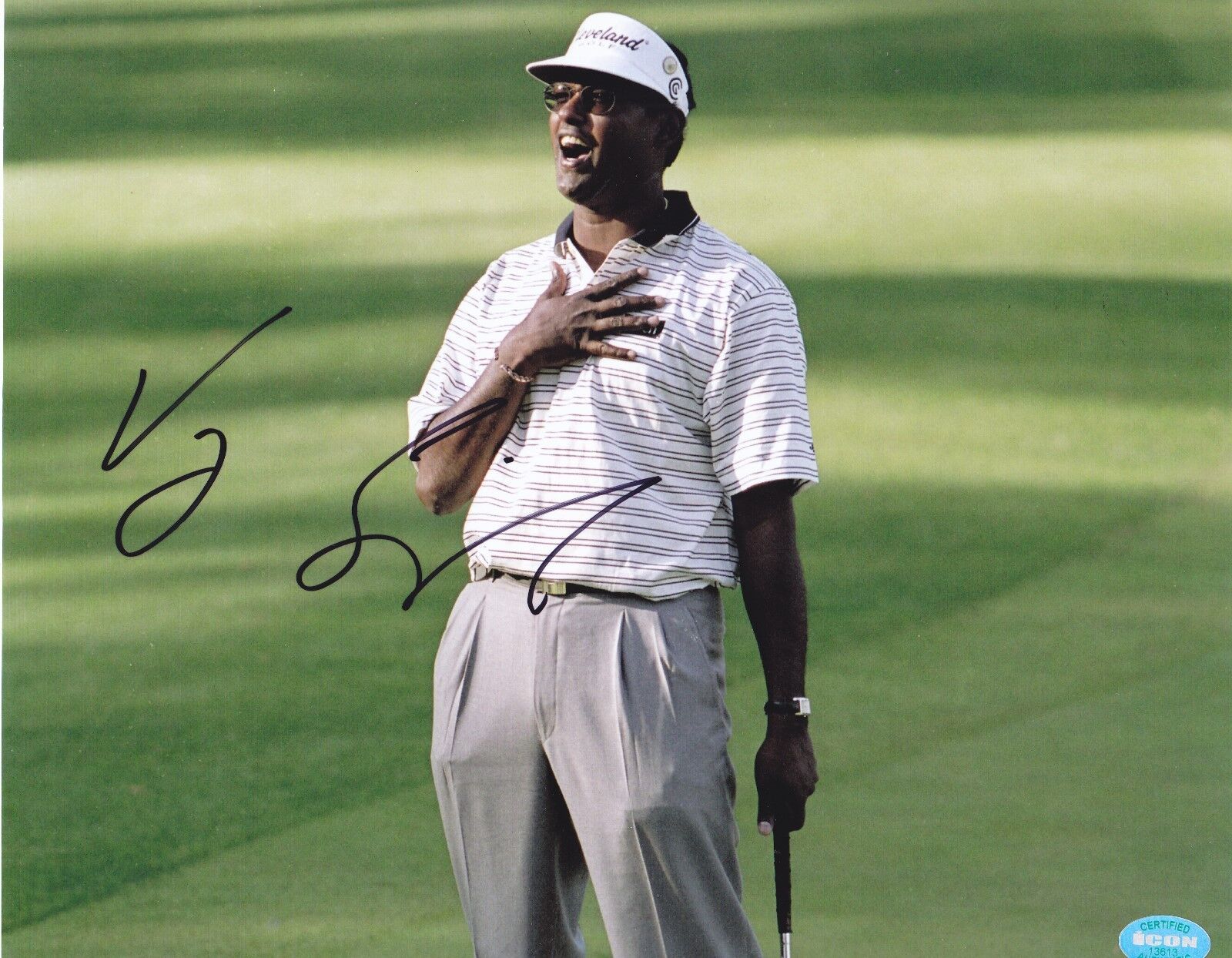 Vijay Singh signed 8x10 color golf Photo Poster painting