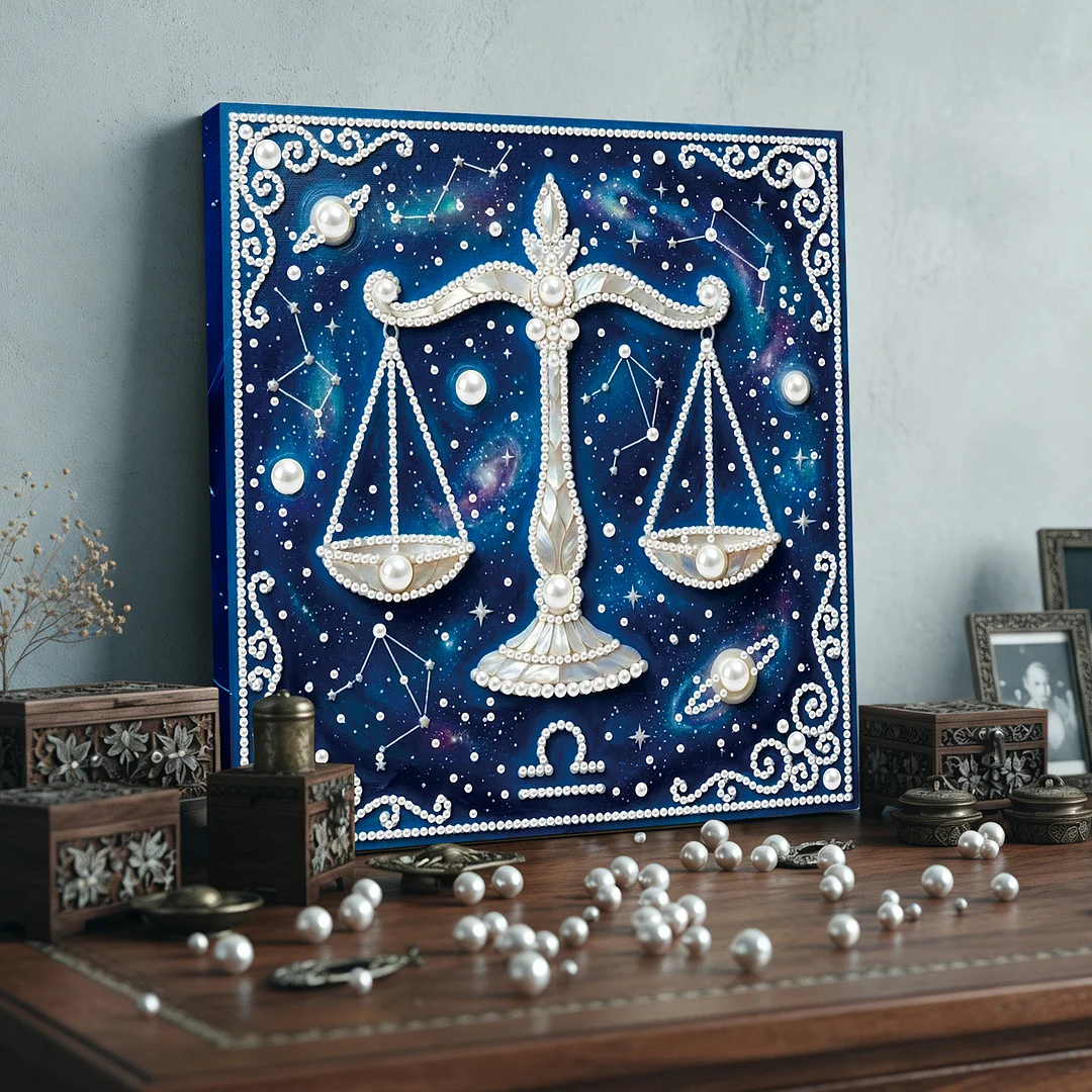 Libra - DIY Pearl Diamond Art Kit With Frame 25*25cm