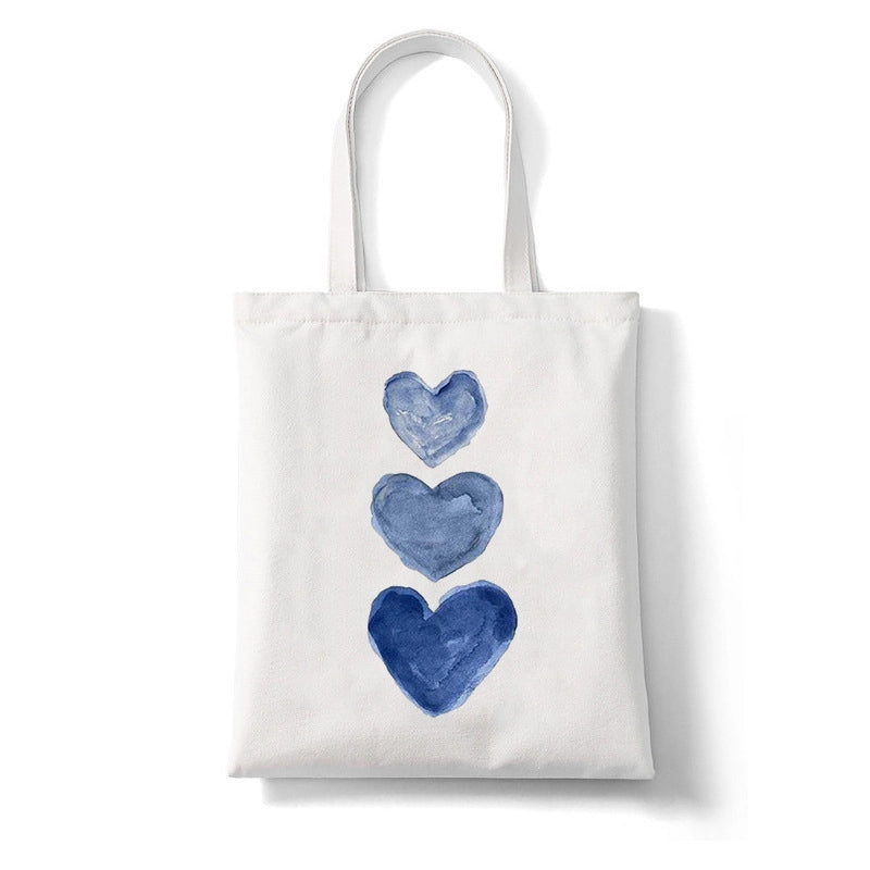 Unisex Canvas Heart Shape Basic Classic Style Square Open Canvas Bag