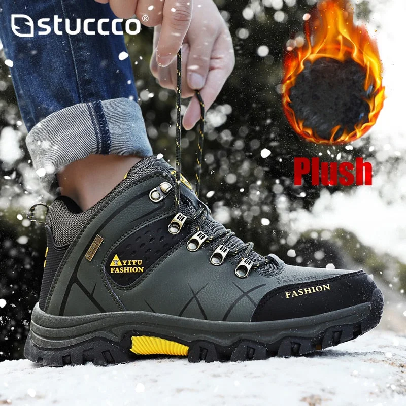 Men Boots Fashion Casual Water Proof Shoes Army Boots Men Winter Boot Black Platform Sneakers Mens Safety Shoe Warm Snow Boots