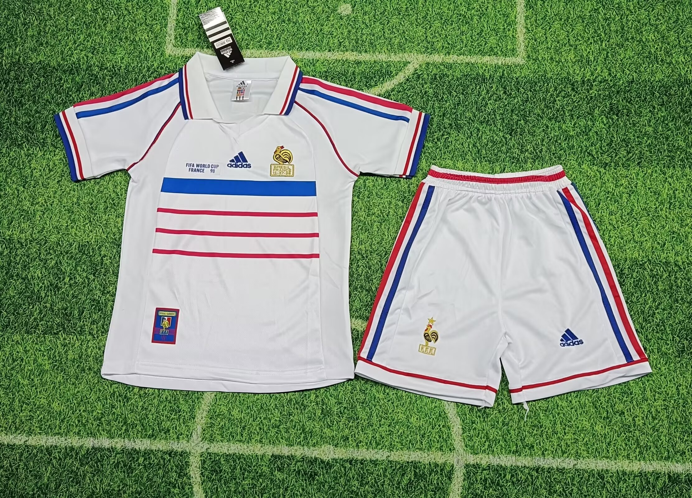 1998 Retro France Away Kids Kit Football Jersey Thai Quality
