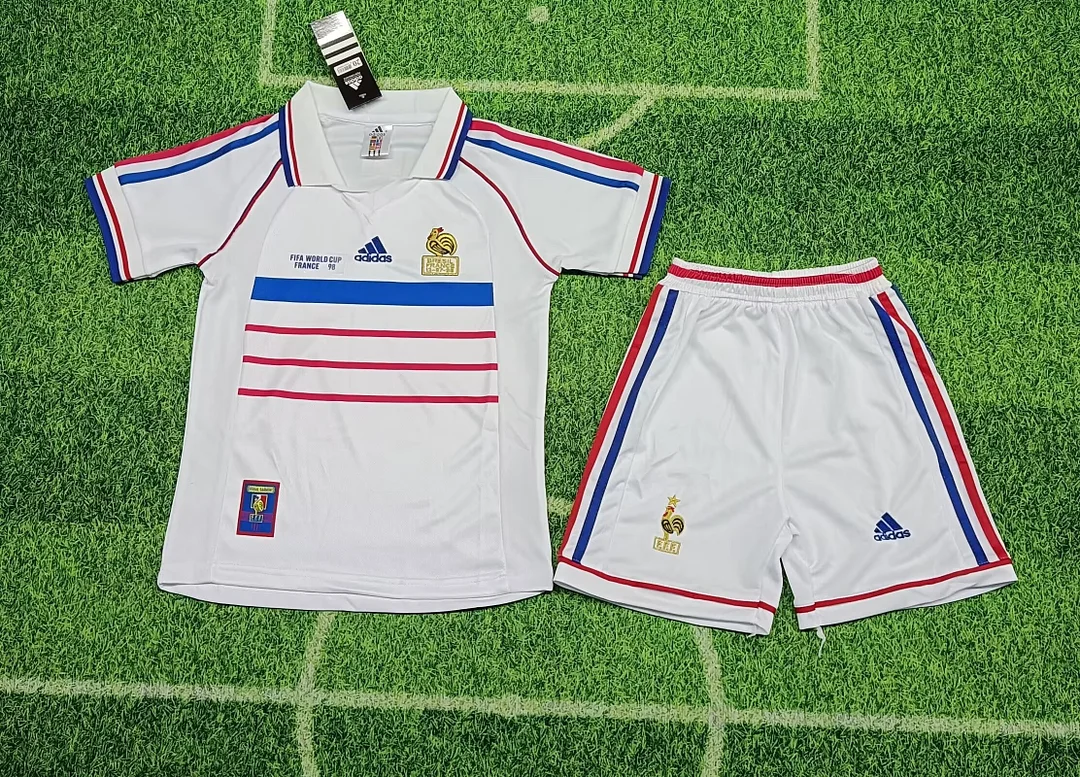 1998 Retro France Away Kids Kit Football Jersey Thai Quality
