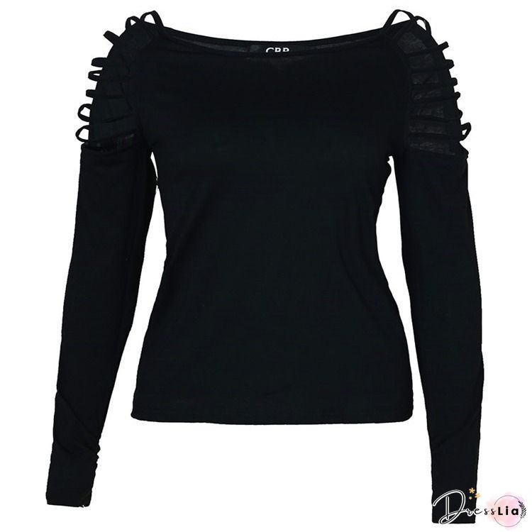 Sequins Cold Shoulder Long Sleeves Casual Sexy Tops