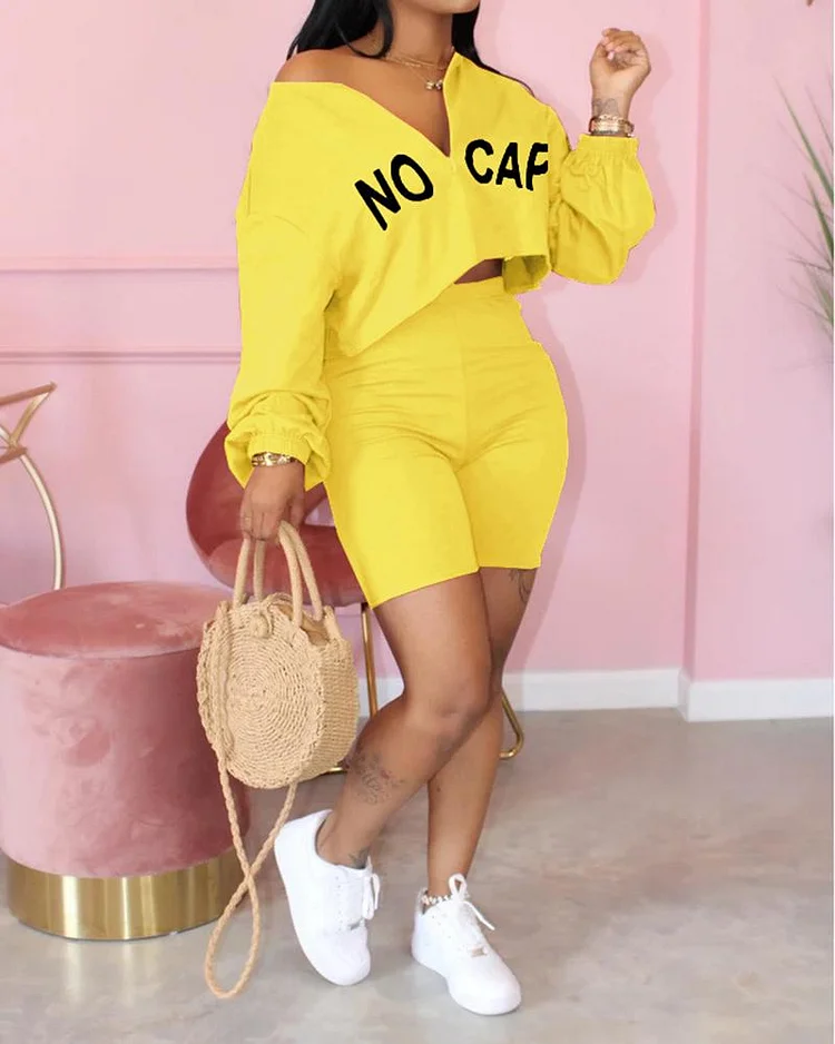 NO CUP Print Casual Outfit