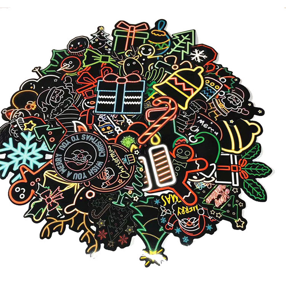 

50pcs Christmas Neon Light Sticker Luggage Laptop Decal Skateboard Stickers, 501 Original