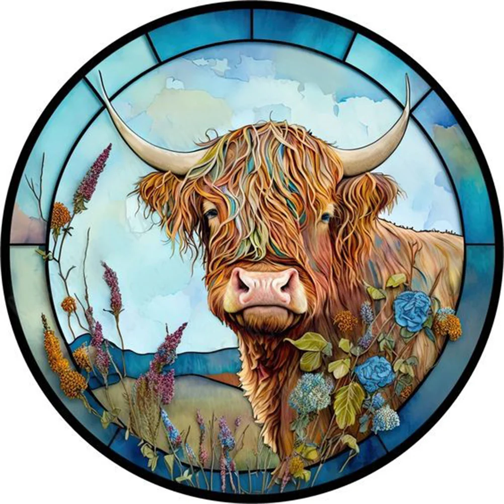 Diamond Painting - Full Round Drill - Stained Glass Yak(Canvas|30*30cm)