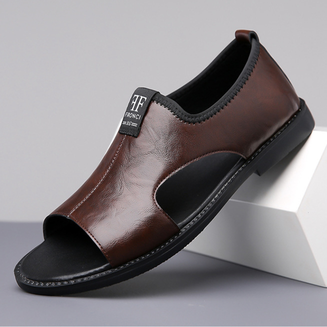 Arkget Shoes | Men's Premium Leather Slip-On Slide Sandals