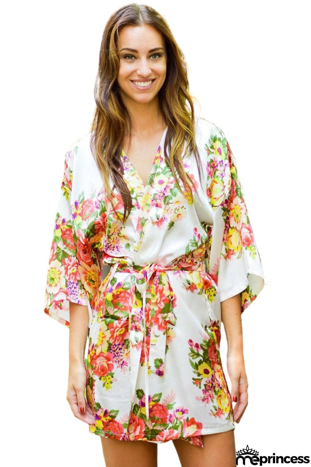 Floral Bundles Robe with Belt