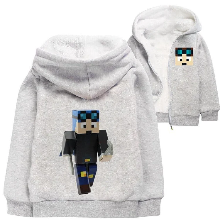 Mayoulove Dantdm The Diamond Minecraft Print Fleece Lined Cotton Hooded Jacket-Mayoulove