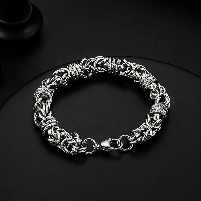 Street Hipster Domineering Punk Hip-hop Bracelet Titanium Steel Men’s Raw Retro Stainless Steel Thick Chain Bracelet
