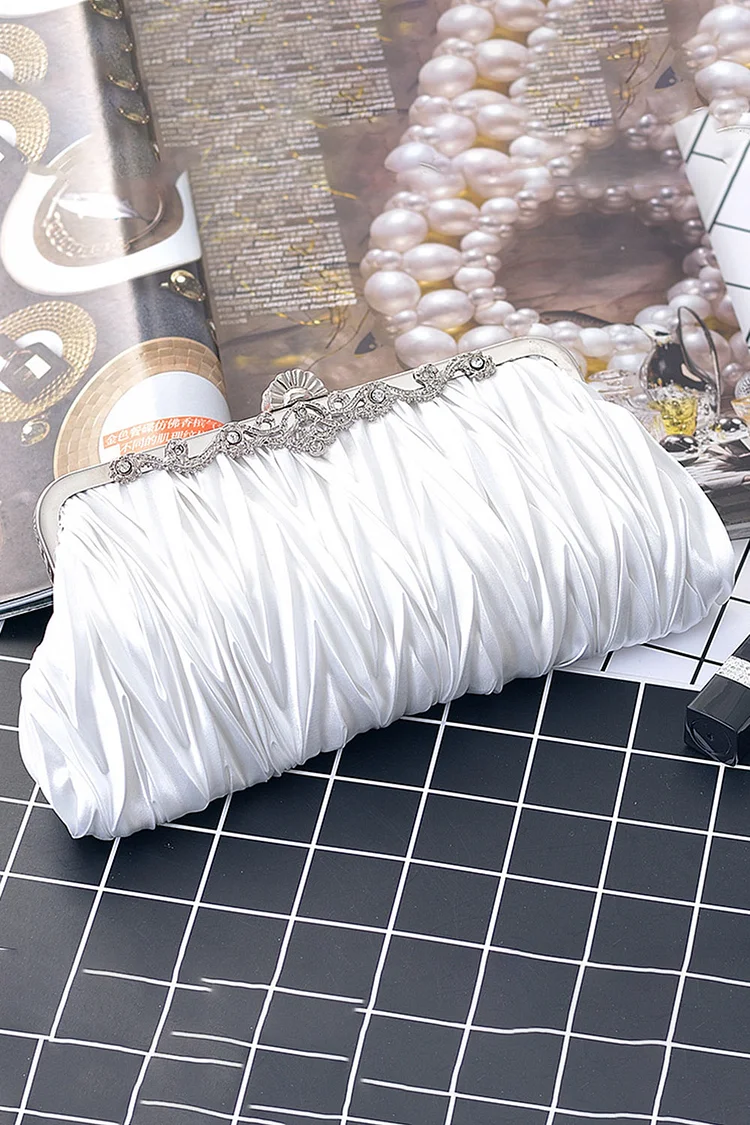 Dinner Party Rhinestone Decor Pleated Textured Clutches Bag 2024 - Xpluswear