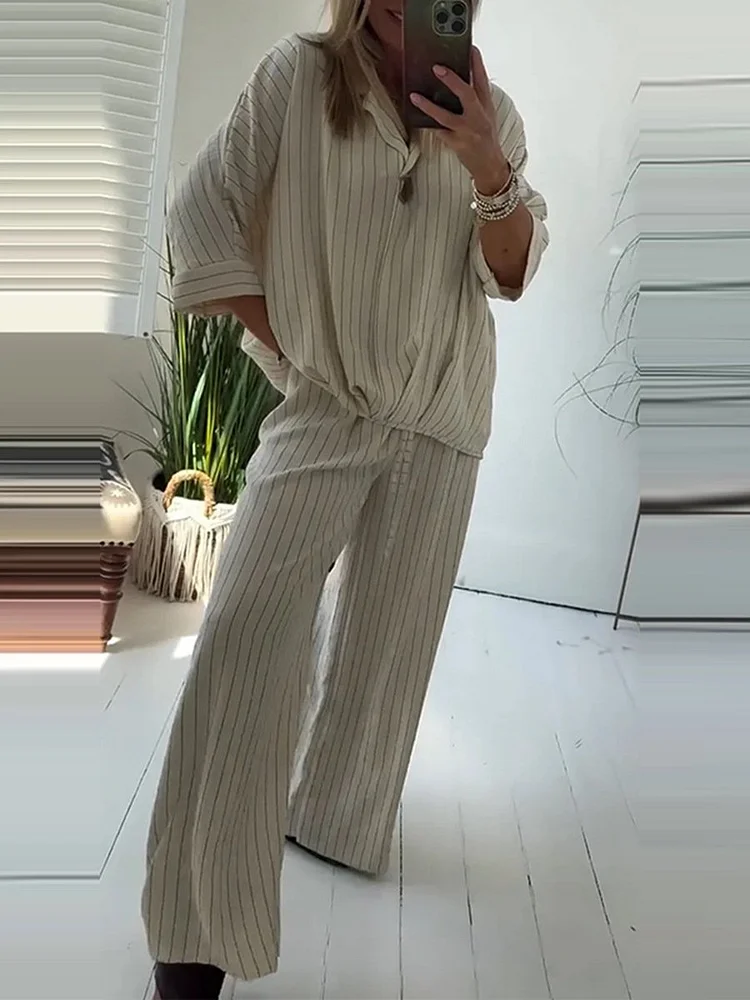 Pinstripe Loose Casual Suit 