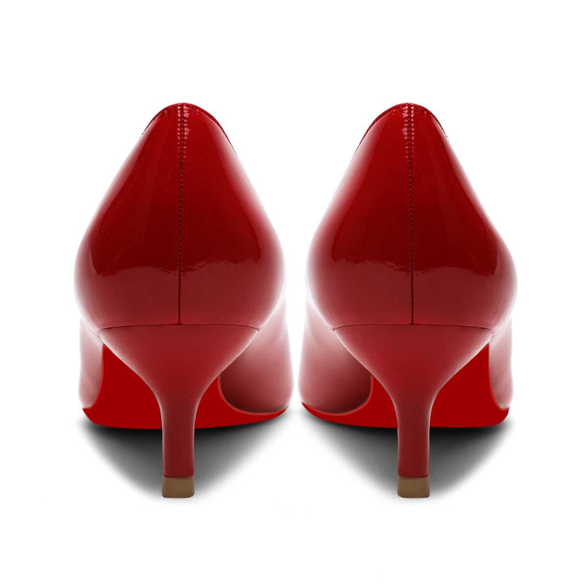 50mm Women's Low Heel Kittens Pointed Toe Casual Slip On Patent Red Bottoms Pumps-vocosishoes