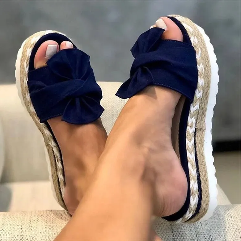 Women Sandals Slip On Summer Shoes For Women Heels Sandals Bow Platform Shoes Sandalias Mujer Casual Wedges Shoes Women Slippers