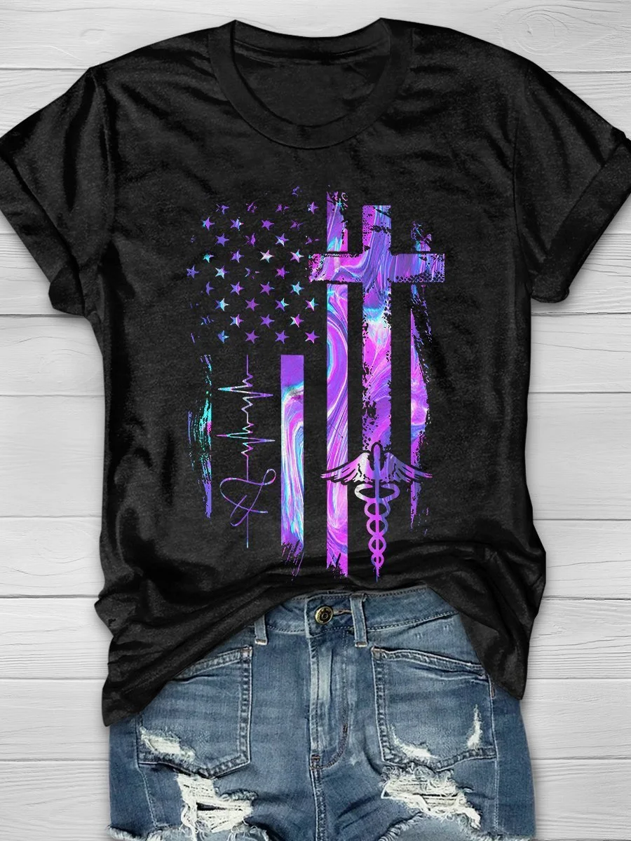 Nurse Print Short Sleeve T-shirt
