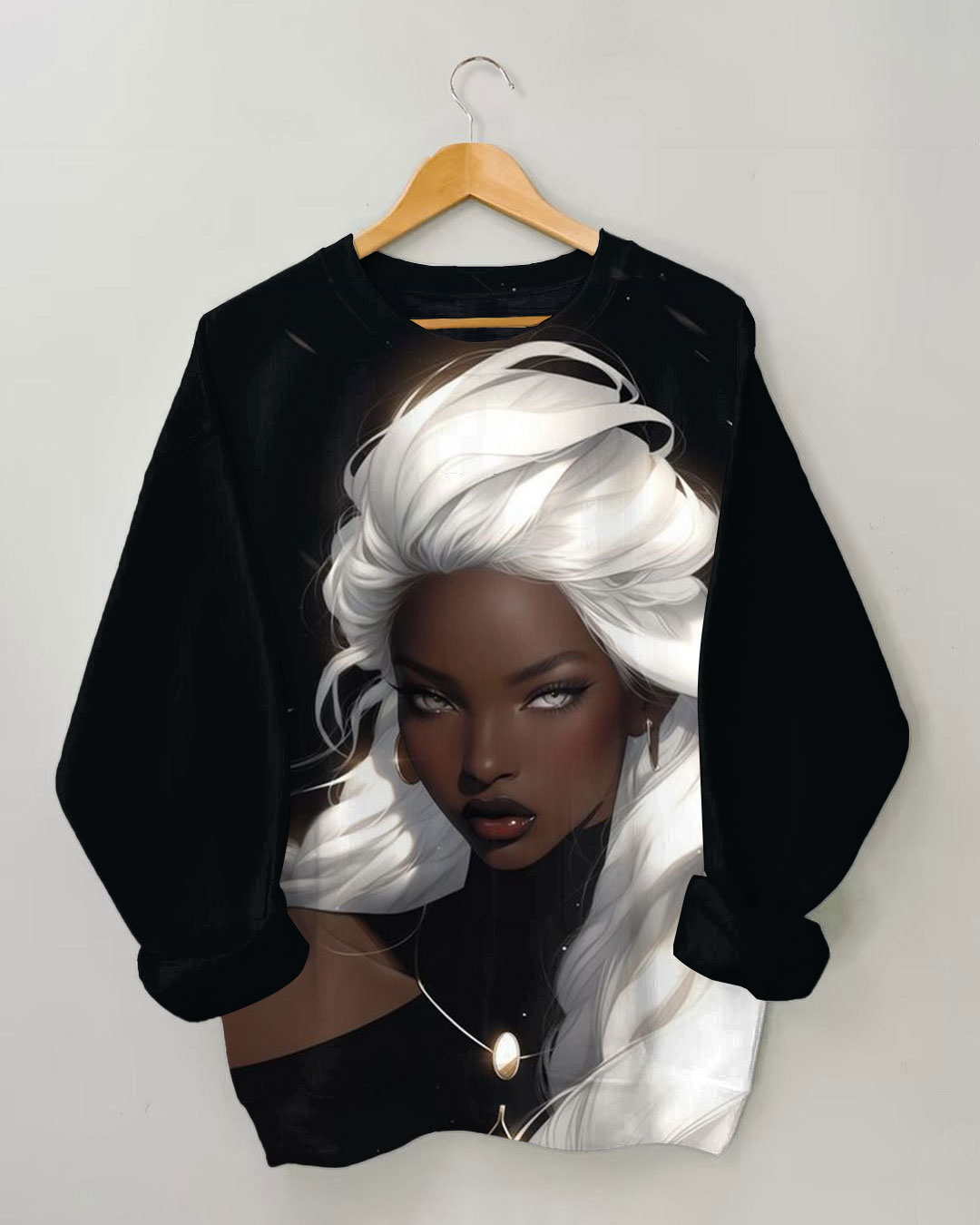 Women's Handsome Afro Girl Print Long-sleeve Sweatshirt