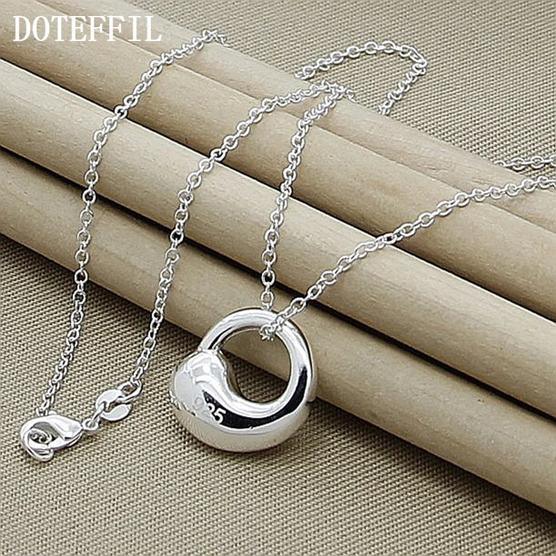 DOTEFFIL 925 Sterling Silver Water Droplets Pendant Necklace 18 Inch Chain For Women Jewelry