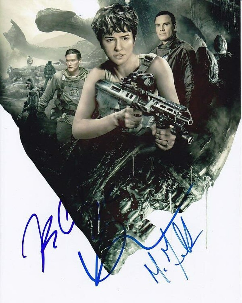 Michael fassbender katherine waterston billy crudup signed alien: covenant Photo Poster painting