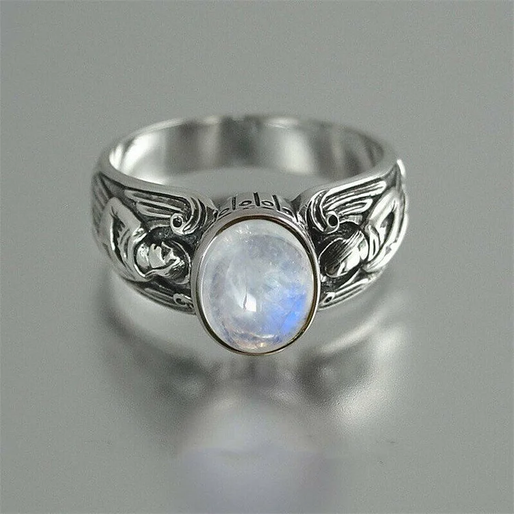 925 Guardian Angel Moonstone Silver Ring