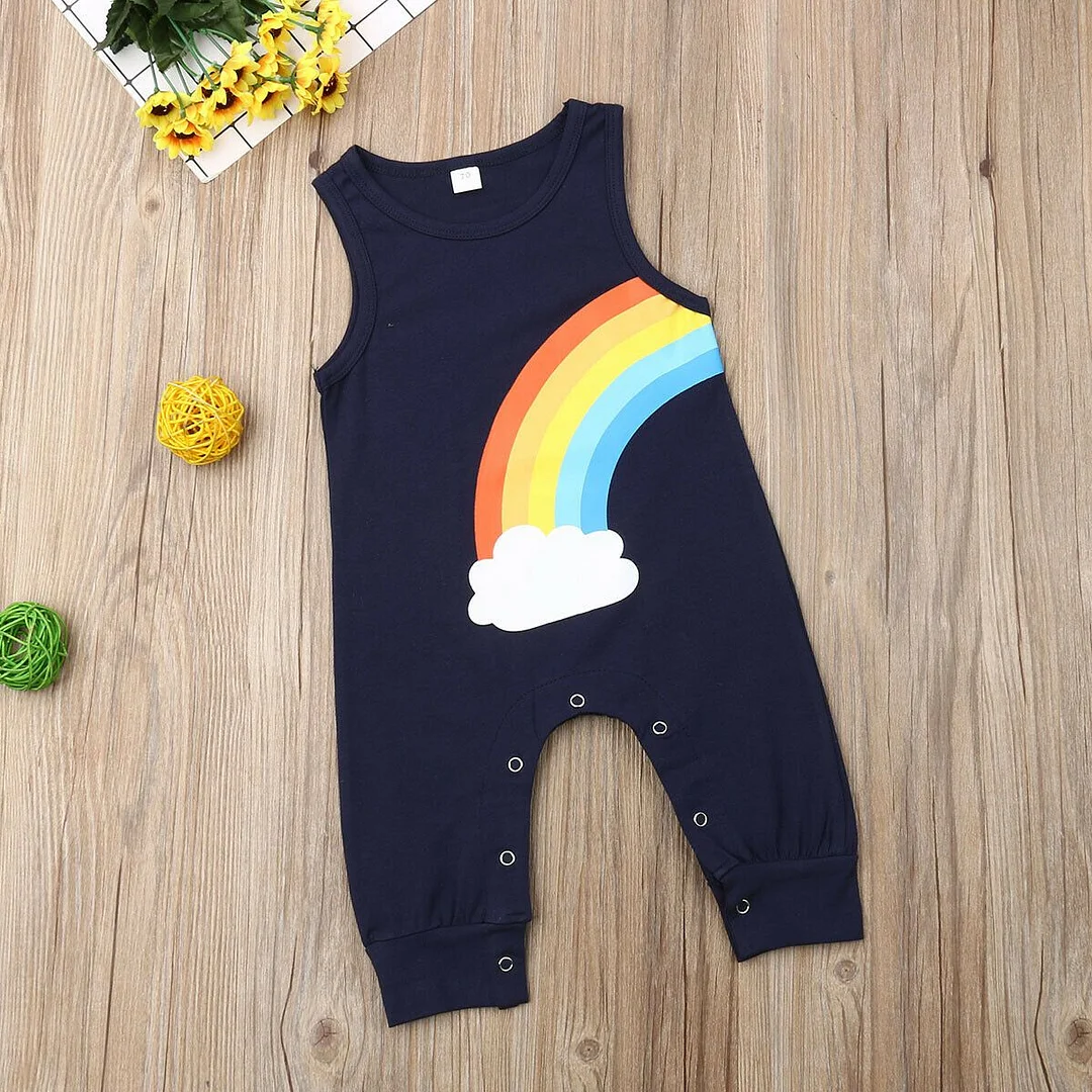 2019 Baby Summer Clothing Newborn Baby Boys Girls Rainbow Romper Cotton Jumpsuit Trousers Sleeveless Sunsuit Playsuits Clothes