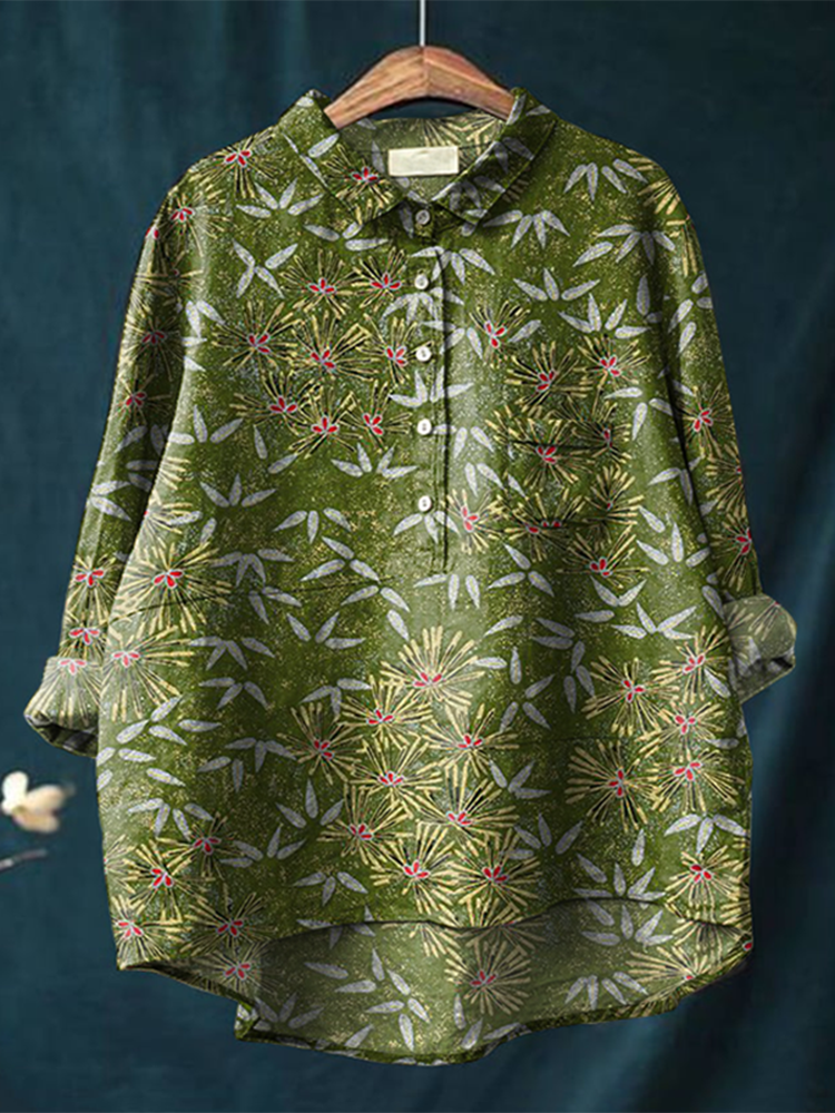 Comstylish Japanese Art Floral Print Blouse