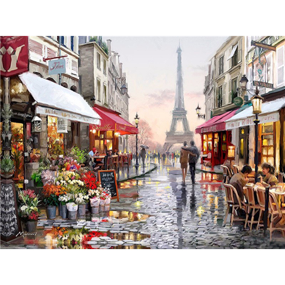 

40*50CM - Paint By Numbers - Romantic Paris Street, 501 Original