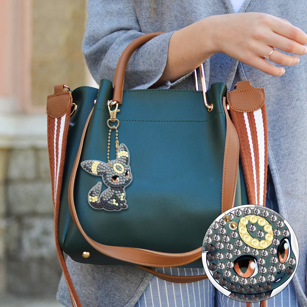 6pcs/set Diamond Painting Pokemon Keychains Acrylic DIY Key Chains Charm Crafts