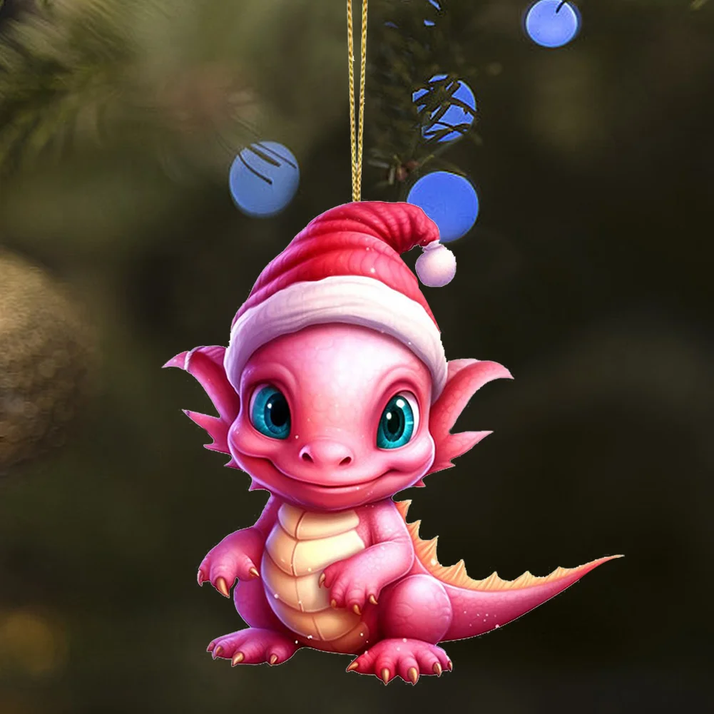 Statue Of Baby Dragon Acrylic Handmake Dinosaur Figurines Cartoon (Pink)