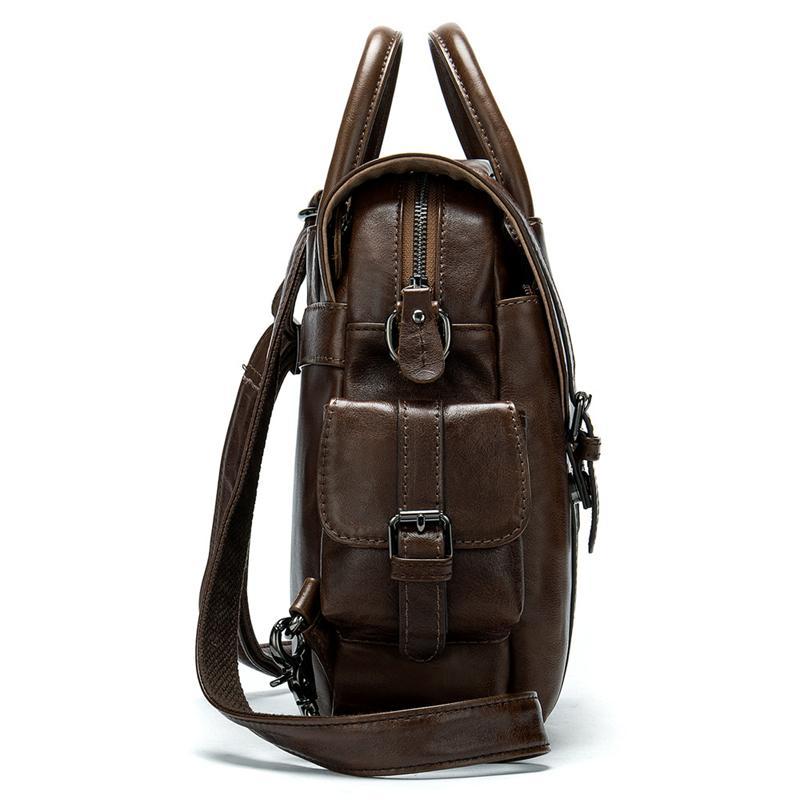 Men's Leather Backpack Retro Multifunctional Handbag