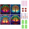 Combo Kit（4PCS)-Diamond Painting-DIY DIY Full Round Drill Tree Stain Glass (30*30CM)