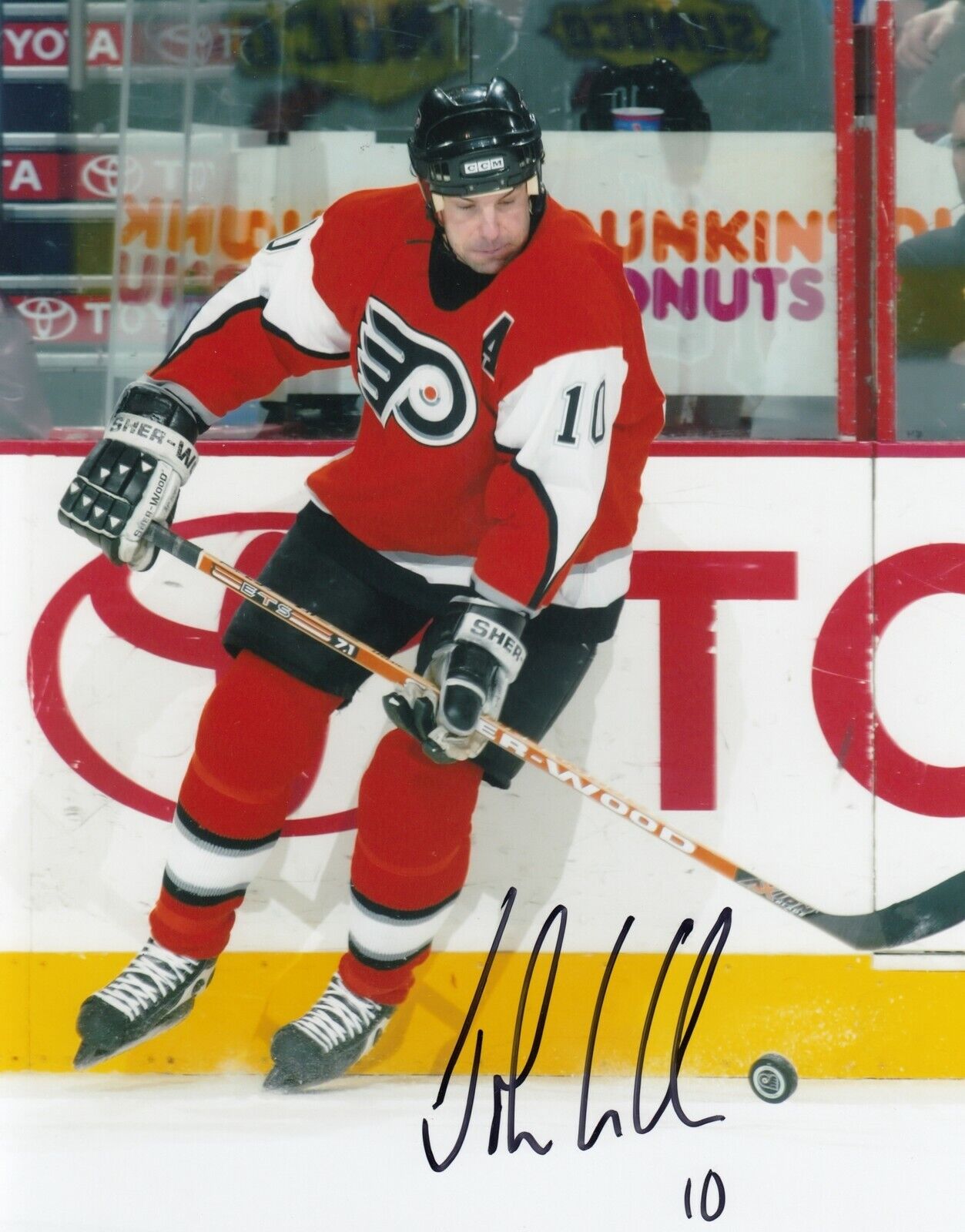 John LeClair #1 8x10 Signed w/ COA Philadelphia Flyers 032419