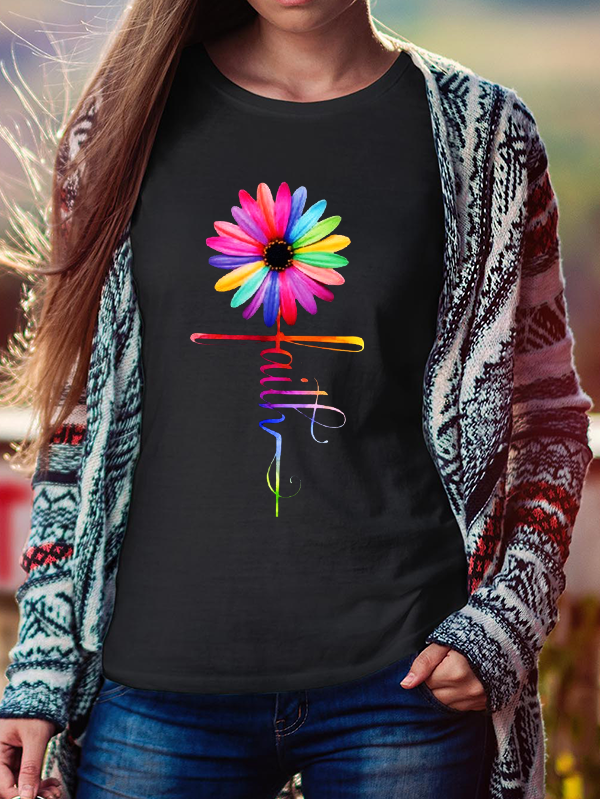 Colorful Sunflower Faith Women's Short Sleeve T-Shirt