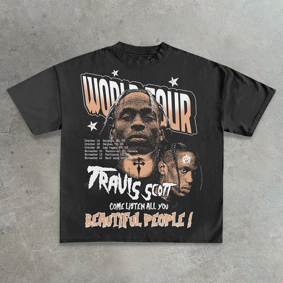 Casual Hip Hop Rap Print T-Shirt