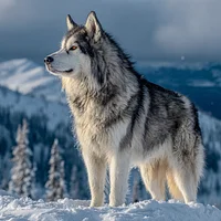 Alaskan Malamute Gazing - Diamond Painting