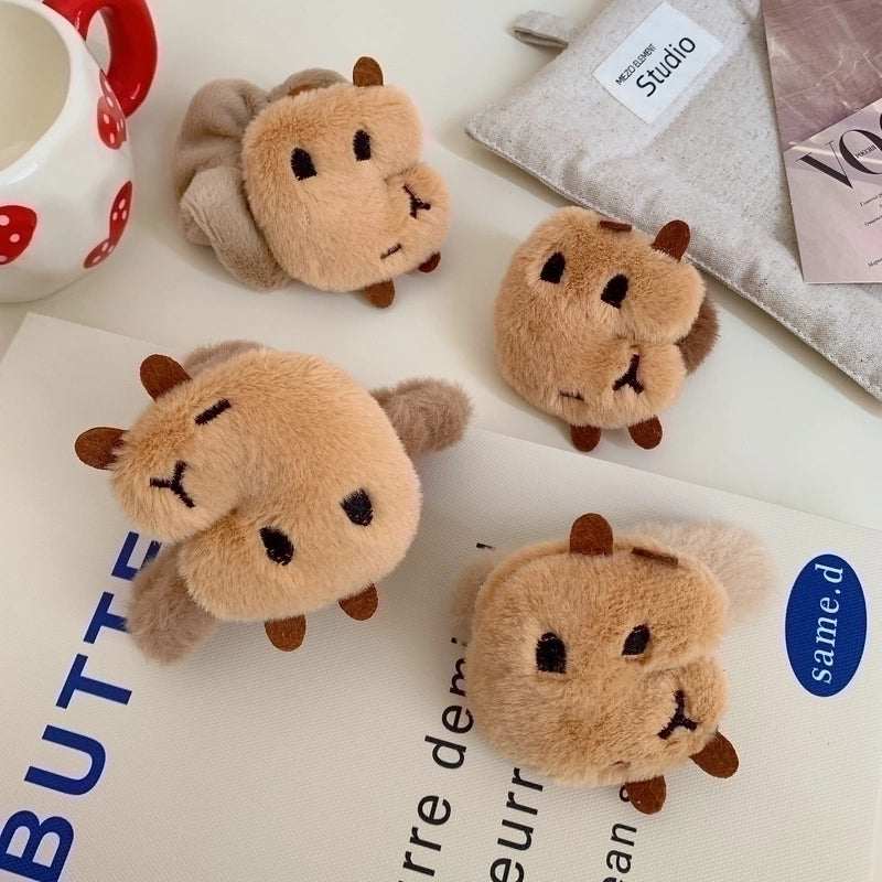 Mood Stable Capabala Plush Hair Ring Hair Accessories Cute Capybara Grip Shark Clip Large Intestine Ring Head Rope Headdress