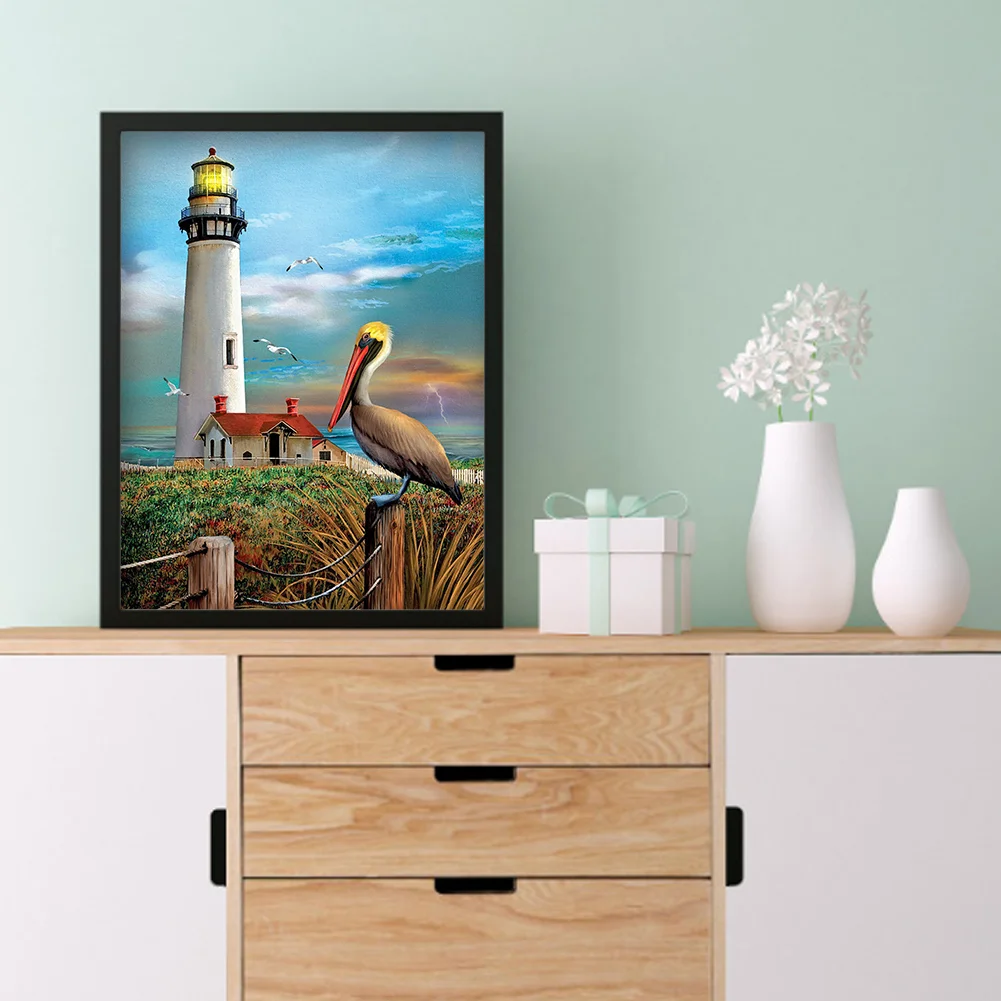 Diamond Painting Beachfront Lighthouse Full Round Drill Picture (A3799)