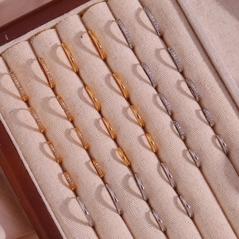 1 Pair Minimalist Round Solid Color Plating Inlay 304 Stainless Steel Zircon 18K Gold Plated Hoop Earrings